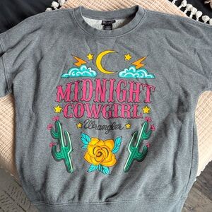 Wrangler Gray 'Midnight Cowgirl' Graphic Crewneck
